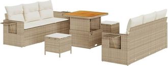 vidaXL Conjunto De Sof&aacute; De Jard&iacute;n 9 Pcs Beige Rat&aacute;n Sint&eacute;tico Vidaxl