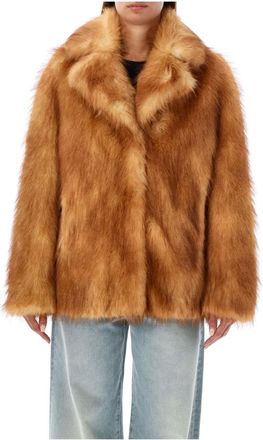 Stand Studio Faux Fur & Shearling Jackets, female, Brown, Size: XS Faux Fur Jacket Natural Yellow Aw24