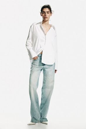 H&M Cotton poplin shirt in White at Nordstrom, Size Xx-Large