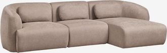 Sklum Sof&aacute; Modular Chaise Longue Derecho De 3 Piezas En Chenilla Coquette Sklum