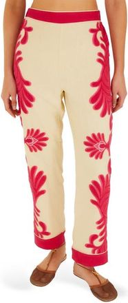 Farm Rio Spring Arabesc Cutwork Pants in Spring Arabesc Pink at Nordstrom, Size Xx-Small
