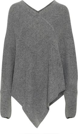 Cream Gebreide Poncho Asfalt Melange - Dames - Ponchos - Grijs - ONE Size - Polyester - Jassen