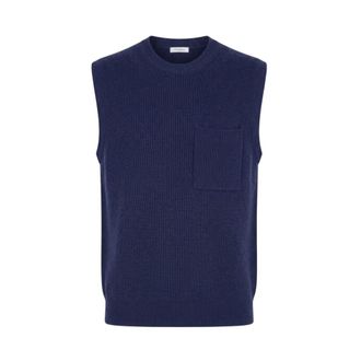Malo Ribbed Crew-Neck Vest - Heren - Truien - Blauw - Maat: XL Kasjmier