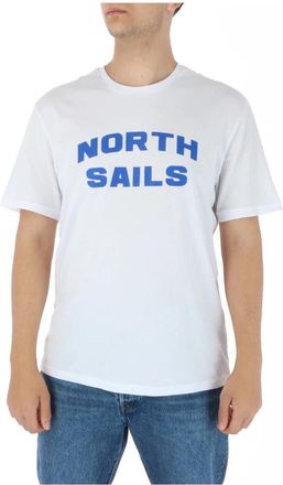 North Sails Wit Korte Mouw Ronde Hals T-shirt - Heren - T-shirts - Wit - XL - Katoen - Tops