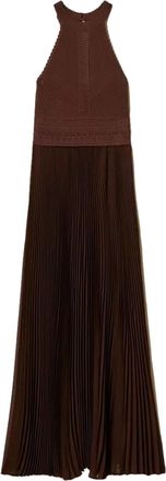 Twin-Set Textured Bodice Sleeveless Maxi Dress