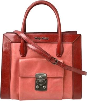 Miu Miu Pre-owned Handbags, female, Pink, Size: ONE SIZE Pre-owned Leather Shoulder Bag