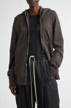 Moncler Cotton Zip Hoodie in Brown at Nordstrom, Size Xx-Small