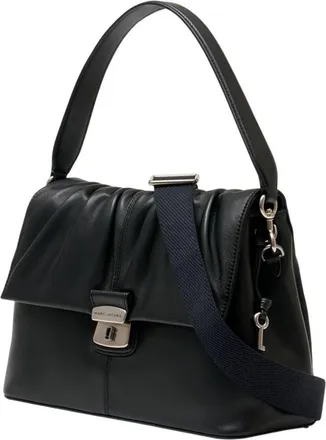 Marc Jacobs Womens The Messenger Crossbody Bag Black Lambskin