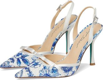 Blue by Betsey Johnson Roza Womens Shoes White Blue Floral : 8.5 M, Synthetic