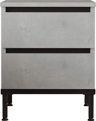Mobili Rebecca Comodino 2 Cassetti Rebecca Mobili Sankaran 49x40x35,5 Truciolato Ferro Grigio Pietra Nero Moderno