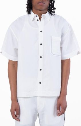 Ferragamo Mens Short-Sleeve Shirt in White, Size Large