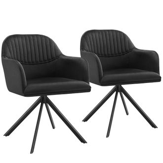 TecTake Armchair Lona Set Of 2 - Black/Black in Black | Size: 2 Pack