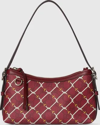 Gucci GG Emblem Small Shoulder Bag, Bordeaux, GG Canvas