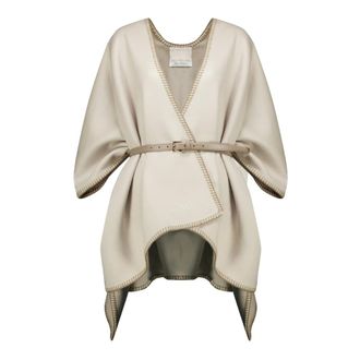 Max Mara Jassen, Dames, Beige, ONE Size, Wol, Wolmantel met ceintuur