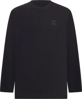 Gucci T-shirt met geborduurd GG-logo - Zwart