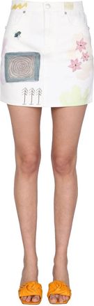 McQ by Alexander McQueen Straight-Cut Cotton Skirt - Beige