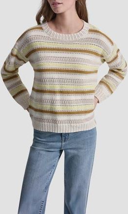 DKNY Stripe Cotton Pointelle Sweater in Teak Combo at Nordstrom Rack, Size X-Large