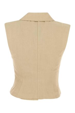 Le Kasha Womens Beige Linen Sawadah Vest Exterior: Giacche E Gilet