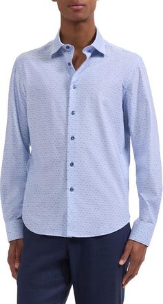 Bugatchi James OoohCotton Micro Palm Tree Print Button-Up Shirt in Lavender at Nordstrom, Size Xx-Large