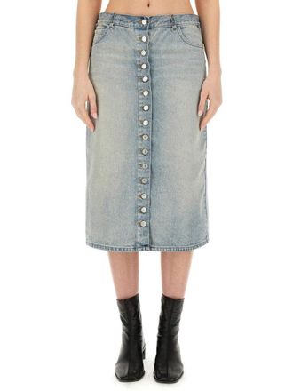 Courr&egrave;ges Button-Down Midi Skirt