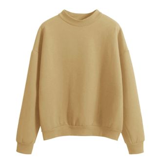 Generic Womens Sweatshirts Oversized Solid Color Pullover Sweatshirt Casual Crew Neck Long Sleeve Jumpers Ladies Winter Warm Fleece Sweaters Loose Fit Swearsh