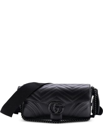 Gucci GG Marmont Monochrome Flap Bag Matelasse Leather Medium crossbody bag - Black