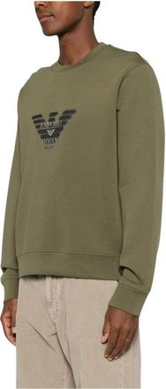 Emporio Armani Eagle Logo Crewneck Sweatshirt - Heren - Sweatshirts - Groen - 2XL - Katoen - Hoodies & sweatvesten