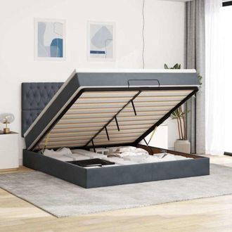 vidaXL Vidaxl - Estructura Cama Otomana Colchones Terciopelo Gris Oscuro