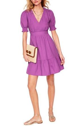 Boden Anna Puff Sleeve Double Cloth Cotton Tiered Dress in Foxglove at Nordstrom Rack, Size 6
