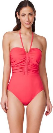 Gottex Tutti Frutti Bandeau One Piece in Coral at Nordstrom, Size 14