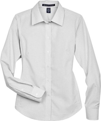 Devon & Jones Womens Crown Collection Gingham Check Woven Dress Shirt