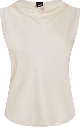 HUGO BOSS Womens Cowl Neck Sleeveless Shell Blouse in Open White - Size 4 UK