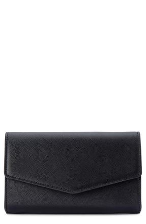 Olga Berg Nic Faux Leather Clutch in Black at Nordstrom