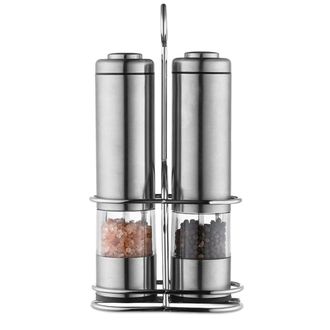 OEM Moulin &Agrave; Sel Et &Agrave; Poivre &Eacute;lectrique - Acier Inoxydable Bross&eacute; - R&eacute;glage De Mouture - Usage Cuisine Et Ext&eacute;rieur - Lot De 2