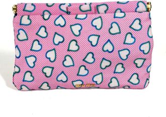 Miu Miu Blue Pink Nylon Leather Clutch Bag Pouch (Pre-Owned)