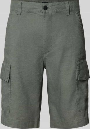 Boss Orange by Hugo Boss BOSS Orange Relaxed Fit Cargoshorts aus Leinen-Mix Modell SISLA-CARGO-S1 in Oliv, Gr&ouml;&szlig;e 36