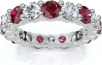 Pompeii3 3Ct Ruby & Diamond Eternity Ring 14k Gold or Platinum Lab Grown