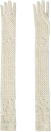 Loro Piana White Long Cashmere Gloves Size S