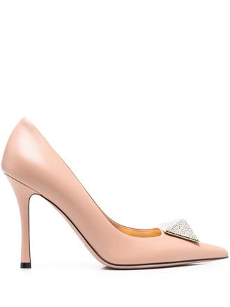 Valentino Garavani 100mm One Stud embellished pumps - women - Calf Leather/Calf Leather/Lambskin/Lambskin/Goat Skin/Metal - 39.5 - Pink