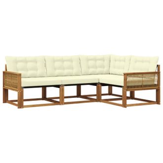vidaXL Conjunto De Sof&aacute;s De Exterior Con Coj&iacute;n 4 Pcs Natural Y Crema Vidaxl