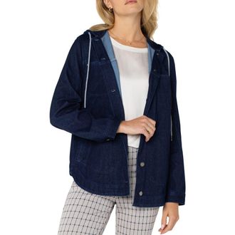 Liverpool L.A. Hooded Denim Shirt Jacket in Indigornse at Nordstrom Rack, Size X-Small