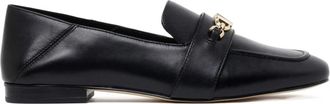 Michael Kors Zwarte Tiffanie Loafer met Gouden Logo - Dames - Loafers - Zwart - 38 EU - Leer - Schoenen