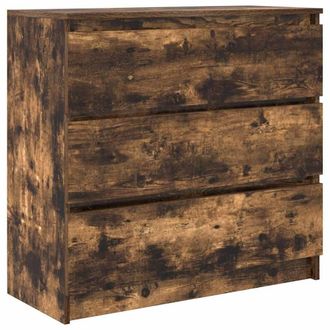Berkfield Home Sideboard Smoked Oak 80x35x76 cm Engineered Wood in Brown | Size: 80 x 35 x 76 cm
