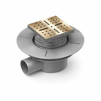 Aurlane Desag&uuml;e Horizontal Para Plato De Ducha Rainy - Rejilla Inox Dorada
