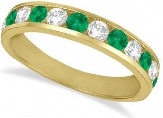 Allurez Channel-Set Emerald & Diamond Ring Band 14k Yellow Gold (1.20ctw)