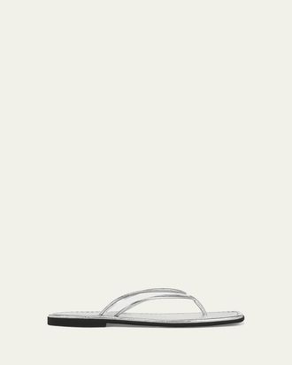 Veronica Beard Clea Metallic Leather Jelly Thong Sandals
