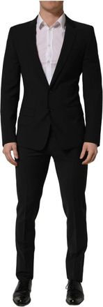 Dolce & Gabbana Wool Slim Fit Formal 2 Piece Suit - Heren - Business pakken - Zwart - 2XL - Wol - Kostuums