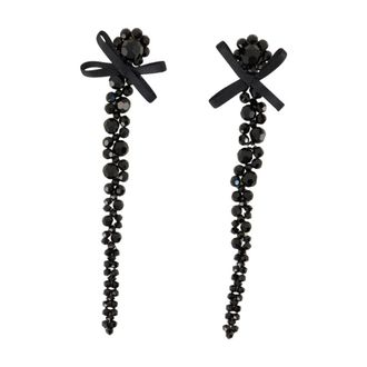 Simone Rocha Womens Petite Bow Drip Earrings Crystal Black Others Jewelry-Watches