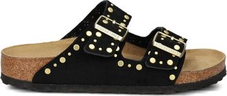 Birkenstock Arizona Rivet Zwart, Su&egrave;de Leer