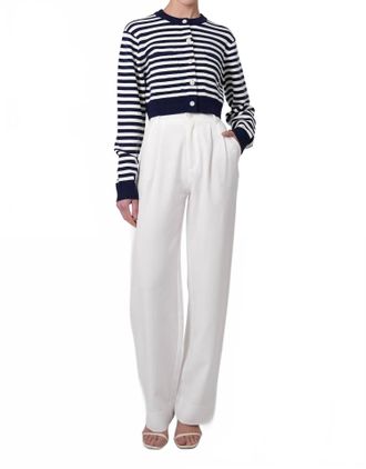 Parentezi Antonella Crop Cardigan In Navy And White Stripes